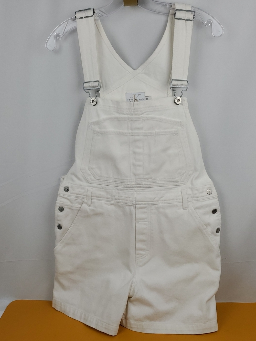 Calvin Klein Jeans White Denim Short Overalls